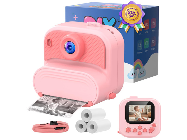 Kids Camera Instant Print: 1080P HD Digital Camera for Kids - Girls for Age 3-12 - Toddler Cameras Toys Gift for 4 5 6 7 8 9 10 11 Years Old - Cool...