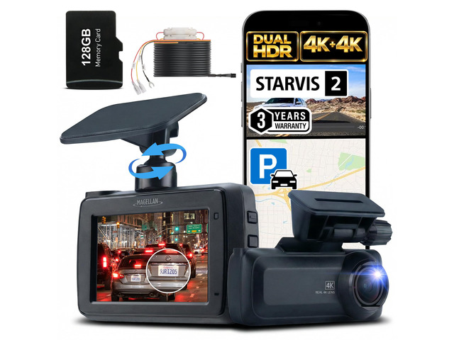 Dash Cam Front and Rear, 4K+4K Dual Dash Camera for Cars, STARVIS 2 Night Vision, Free 24H Parking Mode Hardwire Kit, Built-in Wi-Fi, GPS, 128GB SD...