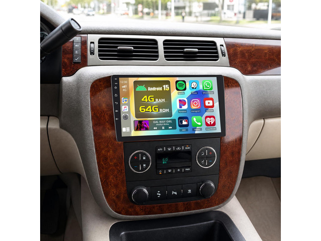 Car Stereo for Chevrolet Silverado Tahoe Suburban GMC Yukon 2007-2012 9 Inch HD Touch Screen with 4+64GB storage, Silverado Radio with CarPlay...