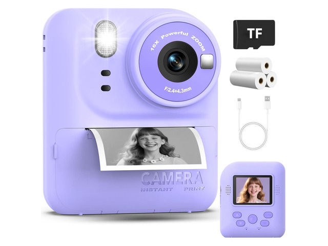 Kids Instant Print Camera Toys,1080P HD Toddler Digital Video Camera,Christmas Birthday Gifts for Girls Boys Age 3-12 Year Old - TF Card Included...