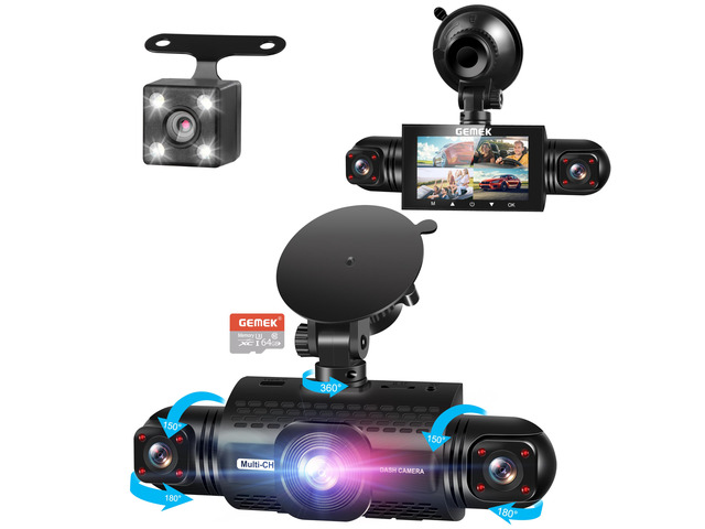 360 Degree View 4 Channel Dash Cam 5G WiFi & App Control, 2K Front and Rear Inside, Left and Right Dash Camera for Cars, Free 64GB TF Card,...