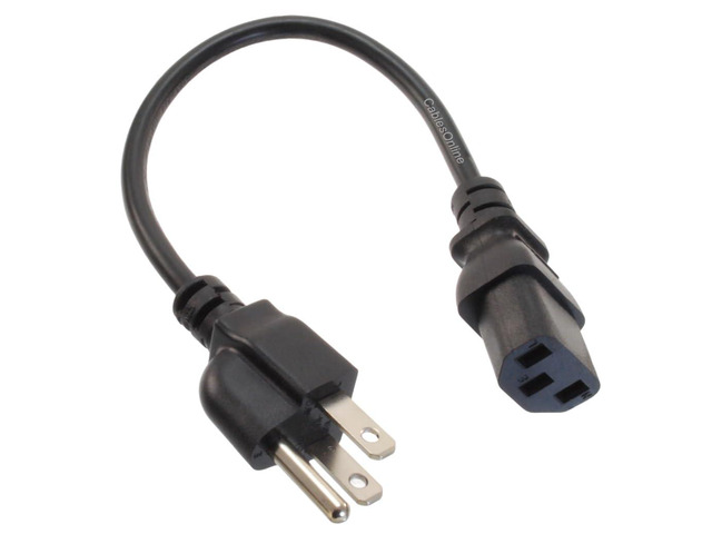 CablesOnline 1ft. Short 3-Conductor PC Power Cord, 18AWG NEMA 5-15P to IEC-60320-C13 Cable, PC-111