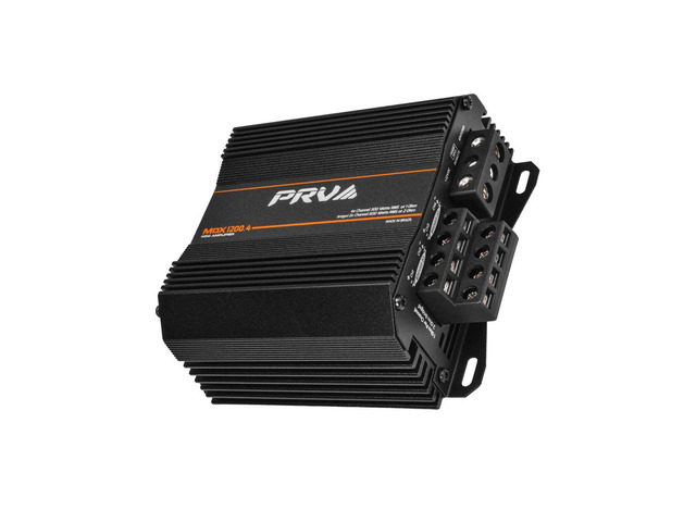 MDX1200.4 1 Ohm Mini 4 Channel Car Audio Amplifier 4 x 300 Watts RMS at 1 Ohm - 1200 Watt 12 Volts Bridgeable Amp for Powersports, Motorcycles,...