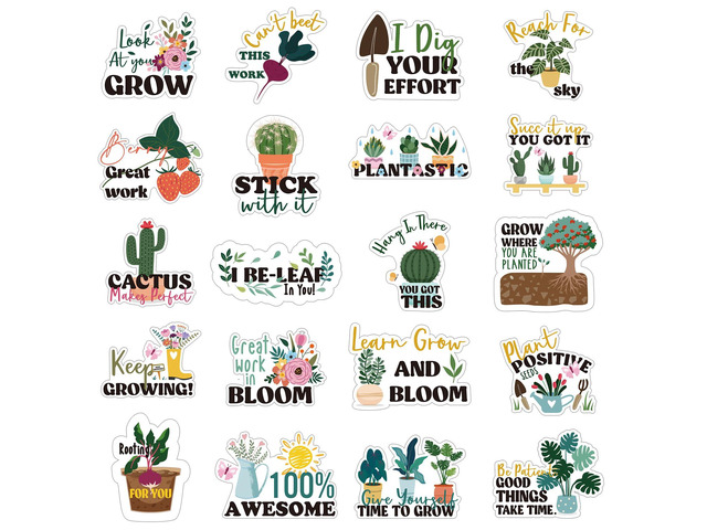 1000 Pcs Inspirational Plant Stickers Bulk Lets Grow Together Reward Stickers Motivational Decals for Prizes Incentive Chart Supplies, 20 Styles