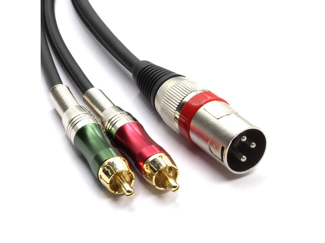 XLR Male to 2 x Phono RCA Plug Adapter Y Splitter Patch Cable, 1 XLR 3 Pin to Dual RCA Plug Stereo Audio Cable Connector(1.5 Meters)