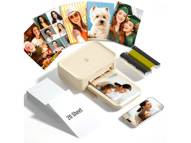 CP4100 Photo Printer - Plus 4x6 Bluetooth Instant Picture Printer with 20 Sheets & Ribbon - Wi-Fi, Premium Dye Sublimation - 300 DPI Display...