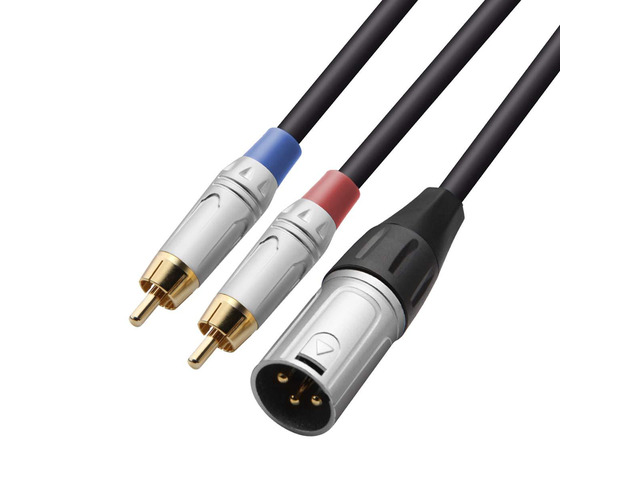 2 RCA to XLR Male Y Splitter Cable - 3.3 feet, Unbalanced Dual RCA Male to 1 XLR Splitter Duplicator Lead Y-Cable Adapter