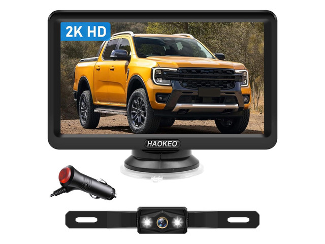 Wired Backup Camera for Truck 7 Inch Monitor Kit Easy to Install in 15 Minutes Starlight Night Vision for Backing Up, HD 2K Rear View Camera with...