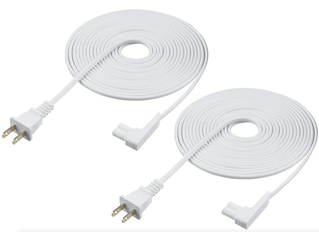 16-Foot 2-Pack Power Cord Compatible with Sonos One, Sonos One SL, Sonos Play-1 Speakers - Power Plug Cable (Extra Long, White)