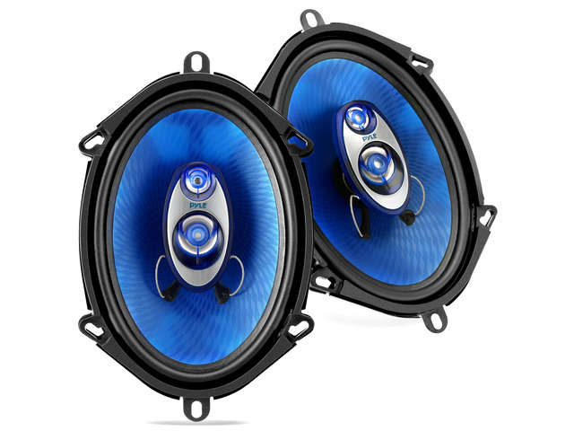 5'x7'/6'x8' 3-Way Triaxial Car Speaker Pair 300W Max/150W RMS, Blue Poly Injection Cone, Butyl Rubber Surround, 1' ASV Voice Coil, 4 Ohm,...