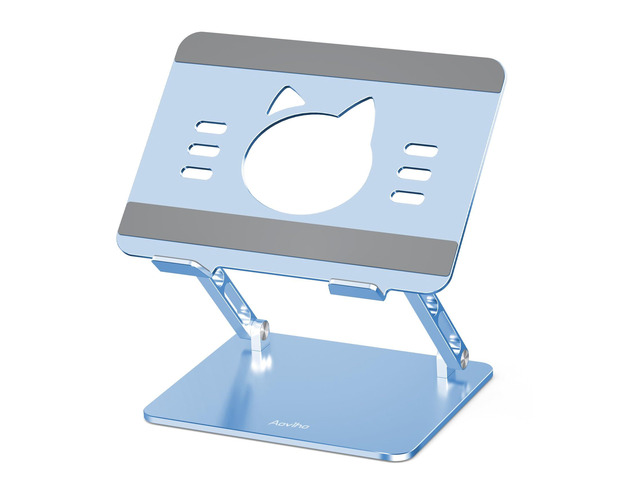 Laptop Stand for Desk Adjustable Aluminum Laptop Riser with Unique Cat-Shaped Cooling Vent, Portable Desk Gift & Decor, Compatible with MacBook...
