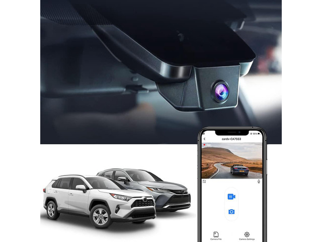 4K Dash Cam Adapts for Toyota RAV4 2019-2021 (Model A, No Vents) & RAV4 Prime Plug-In Hybrid 2021-2025, OEM Style, UHD 2160P Video, WiFi & APP,...