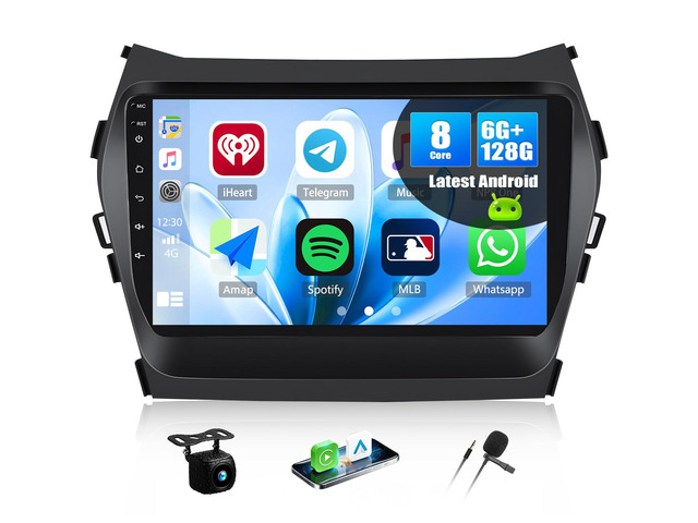 [6+128G] 8-Core Android 15 Car Stereo for Hyundai Santa Fe IX45 2013-2018 9 Inch Car Radio with Wireless Carplay & Android Auto Mirror Link...