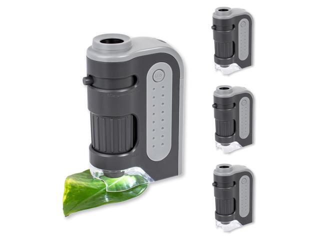 MicroBrite Plus 60x-120x Power LED Lighted Pocket Microscope - Set of 4 (MM-300MU),Black/Grey