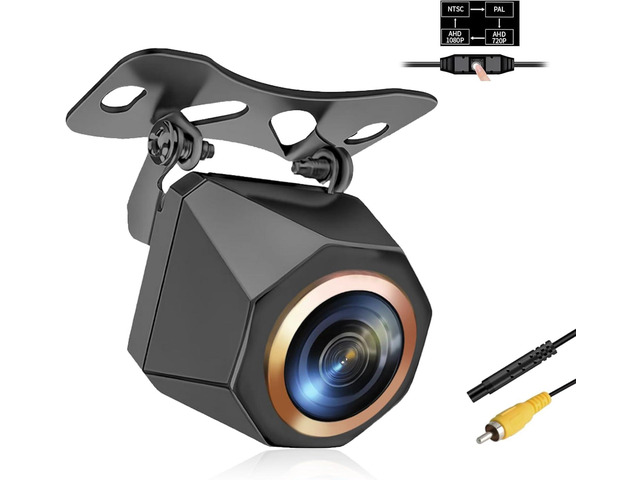 1080P Backup Camera for Car, 3MP 170° AHD CVBS Universal Rear View Camera with Night Vision & 4 Modes,12-24V, IP68K, Guide Line, Mirror/Normal...