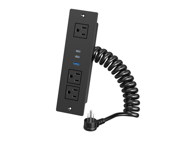 Drawer Outlet Kit with 65W USB C Fast Charging Station Recessed Power Outlet with 3 USB Ports & 3 AC Outlets, Furniture Flush Mount Power Strip...