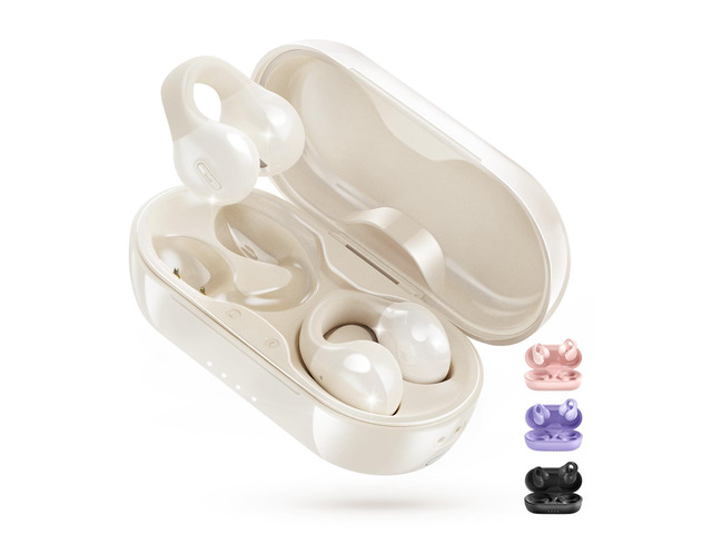 King Lucky i21 Open Ear Clip On Earbuds Wireless Bluetooth Ear Clip Headphones with Mic,Noise Cancelling, Waterproof IPX4,for Small Ears,Perfect...