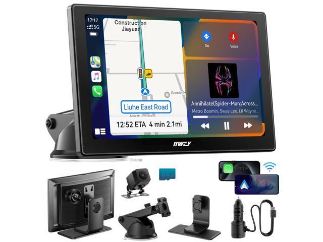 IK5 9' Wireless Apple CarPlay & Android Auto Screen, Portable Car Stereo with 4K Dash Cam & 1080p Backup Camera, Add CarPlay to Any Vehicle,...