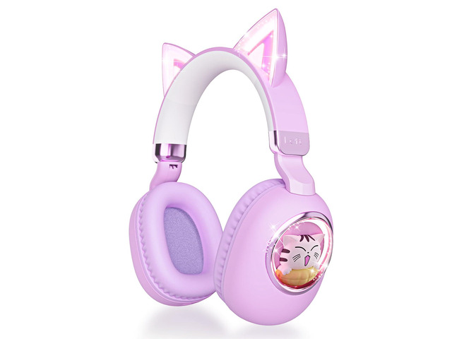 Cat Ear Headphones for Kids - Bluetooth 5.4 On-Ear Noise Cancelling Headphones with Microphone 85dB Safe Volume Limit Wireless or 3.5mm Wired Mode...
