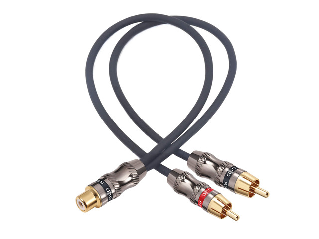 RCA/Phono Splitter Cable RCA Female to Dual Male Gold Plated Adapter, Stereo Audio Y-Cable Heavy Duty (1 Female to 2 Male) 10' (25 cm)