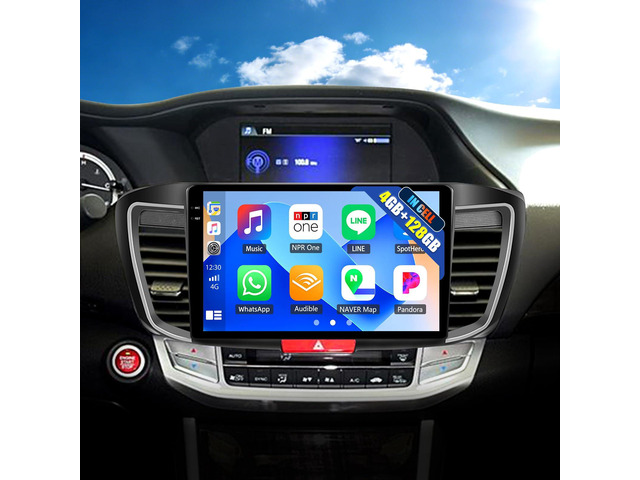 4G+128G Car Stereo for 2016 2017 Honda Accord 9th Radio (for Full Screen), Wireless CarPlay Android Auto, 10 Inch in-Cell 1280 * 720 Touch Screen...