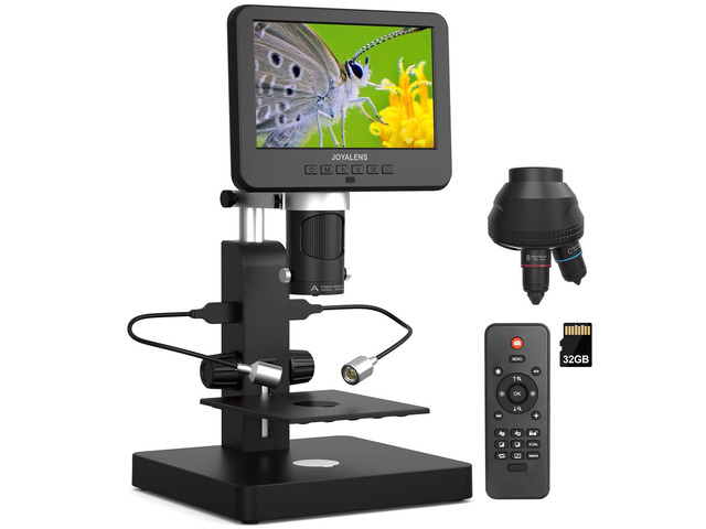 JL246PS 3 Lens 7'' HDMI Digital Microscope 4000X, Biological Microscope for Adults Kids with Prepared Slides, UHD 2160P Video, Full Coin Microscope...