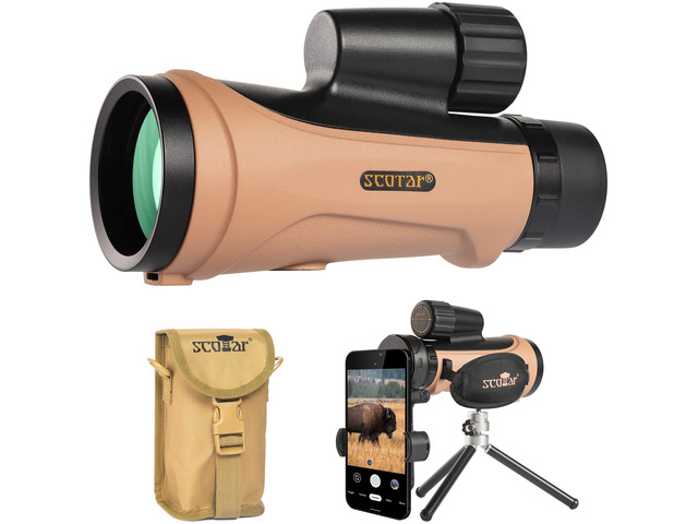 12x50 Monocular Telescope - FMC Fogproof, IP67 Waterproof Hand Held Telescope - BAK4 Phase and Dielectric Coated Prism - Adventure Accessories Set:...
