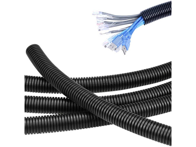 10 FT 1inch Split Wire Loom Tubing Wire Conduit,Flexible Wire Covers Cord Protectors,Cord Protectors from Pets,Black (1'-10ft)
