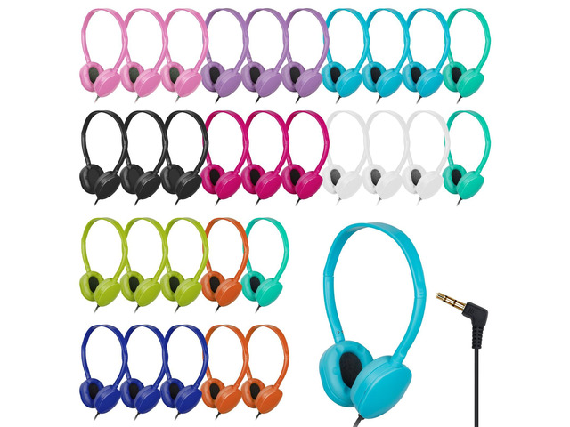 30 Pack Bulk Headphones Multi Color for Classroom School,Wholesale Durable Earphones Class Set for Students Teens Children and Adult For...