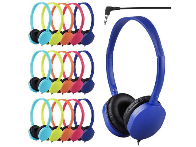 Bulk Headphones 25 Pack for Kids Classroom School Chromebook Students, Adjustable On Ear Headphones for Children Teen Toddler Boys Girls(PU102, 25...