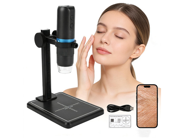 Digital Microscope for Skin Analysis, 1000X 1080P HD Wireless USB Skin Camera with Stand, Portable Scalp & Hair Follicle Magnifier, Personal Beauty...