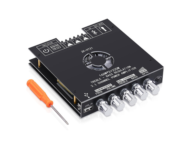 ZK-HT21 Bluetooth Amplifier Board 160WÃ—2+220W Subwoofer 2.1 Channel Audio Amplifier Bluetooth Module with Treble and Bass...