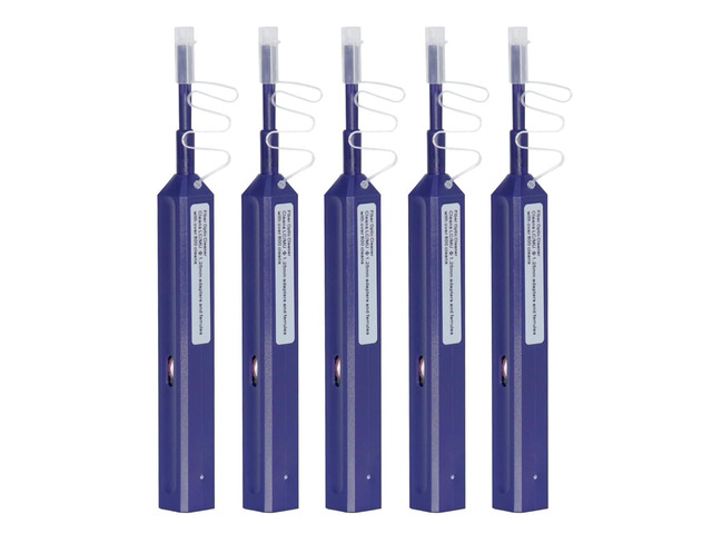 LC Fiber Cleaner Pen - 5 Pack - 1.25mm LC Fiber Optic Cleaning Pen with Dual Action Connector Cleaner & Endface Cleaning Action