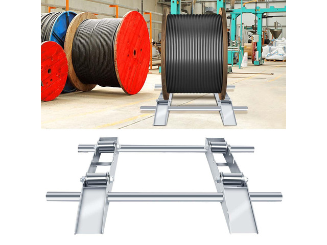 Hot-dip Galvanized Cable Drum Roller, Heavy Duty Cable Roller Stand Holder Reel Dispenser Industrial Grade Double Rail Drum Unwinder for Reels up...