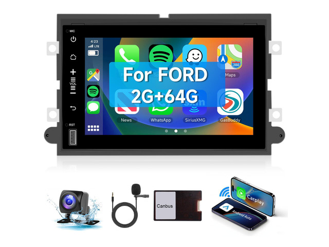 4Core+64G Car Radio Stereo for Ford F150/F250/F350 2004-2014, 7 inch 1080P Touch Screen Car Stereo with Wireless CarPlay Andriod Auto, Bluetooth,...