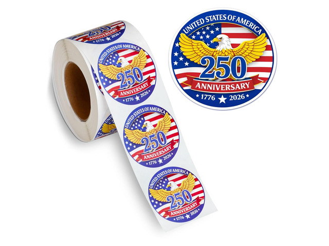 500 PCS 1.89' Patriotic 250th Independence Anniversary Stickers Roll Round American Flag Waterproof Decals Strong Adhesive Labels for Water Bottles...
