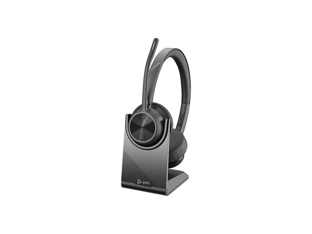 Poly - Voyager 4320 UC Wireless Headset + Charge Stand (Plantronics) - Headphones with Boom Mic - Connect to PC/Mac via USB-C Bluetooth Adapter,...