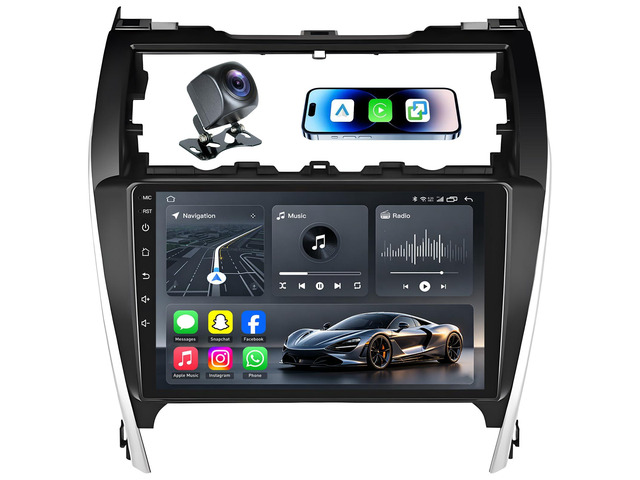 8-Core Android 15 Car Radio for Toyota Camry 2012 2013 2014: 10Inch 1280×720 Touchscreen Stereo, Wireless CarPlay & Android Auto, GPS Navigation,...