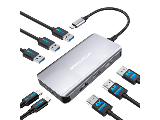 USB C Docking Station Dual Monitor,Laptop Docking Station 3 Monitors Triple 4K Display with 2 HDMI, DisplayPort,100W PD Charging,USB 3.0 Ports...