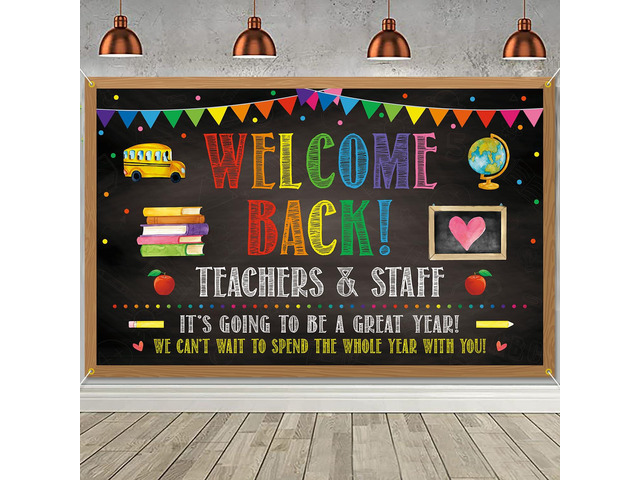 Welcome Back Backdrop Banner Back to School Backdrop Decoration First Day of School Banner Teachers and Staff Classroom Office Party Background...
