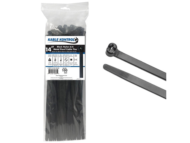 Metal Pawl Cable Ties, 14 Inch 100 Pcs, 120 Lbs Test Black Metal Tooth, Stainless Steel Toothed Self-Locking Ties, UV Resistant Steel Barb Zip...