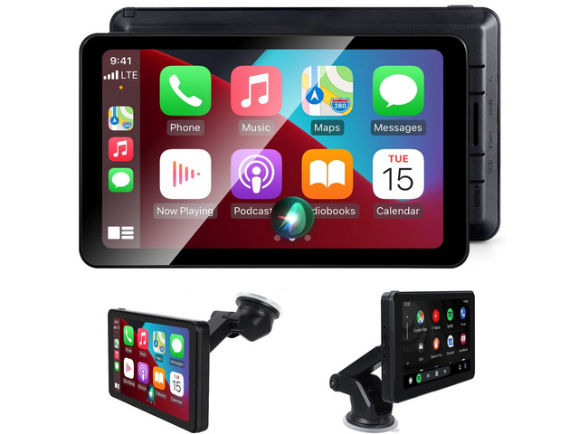 Wireless CarPlay Screen Android Auto for Car, 7' Car Stereo Touch Screen Naivgation Portable CarPlay Bluetooth Mirror Link, Siri, AirPlay, AUX,...