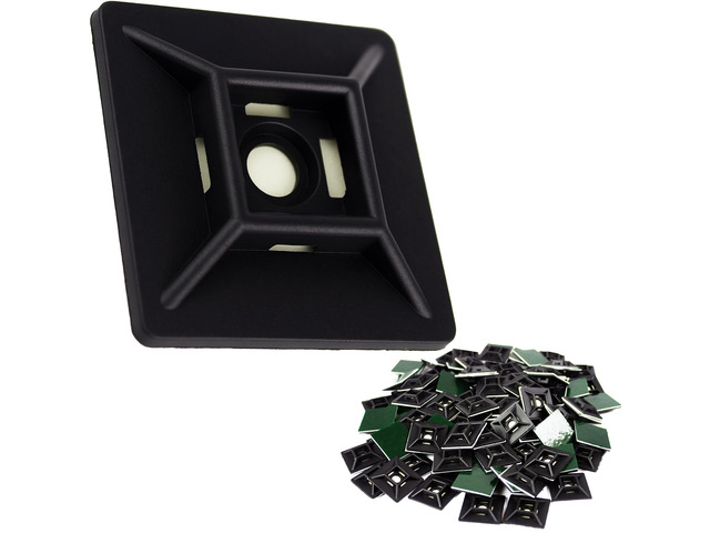 Zip Tie Adhesive-Backed Mounts 100Pk. Professional-Grade, UV Black Cable Tie Bases, 1.1 x 1.1. Screw-Hole Anchor Point Provides Optimal Strength...