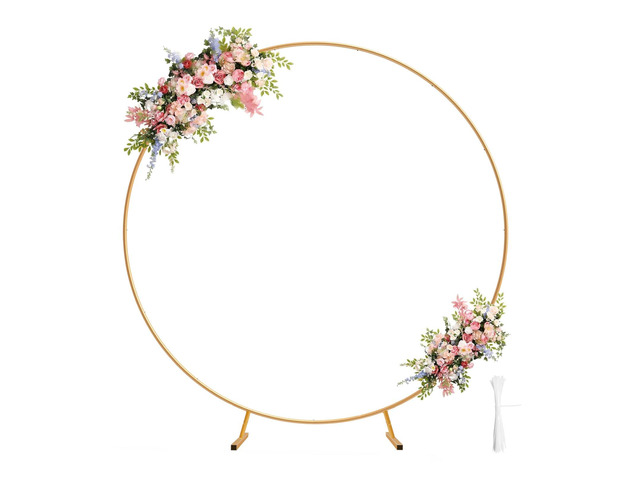 Metal Round Balloon Arch Kit, 7.2ft (2.2m) Golden Round Arch Stand Kit: Garden Plants Vines Climbing Frame for Wedding Birthday Photo Background...