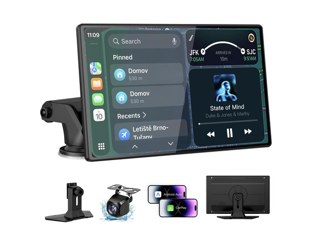 9' CarPlay Screen for Car, Wireless Portable CarPlay Screen for Apple Car Play & Android Auto, OTA Updates, Backup Camera, Bluetooth 5.0, Mirror...