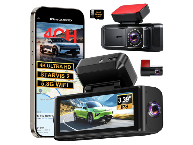4 Channel 4K Dash Cam - 360° Panoramic Front Rear Inside Camera, STARVIS 2 Night Vision, 5.8GHz WiFi, 170° Wide Lens, 24hr Parking Monitor,...