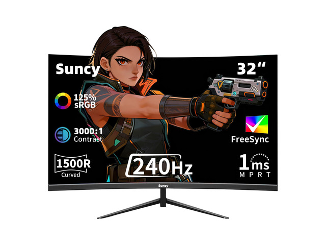 32 Inch Curved 1k 240Hz Gaming Monitor High Refresh Rate, FHD 1080P Gaming PC Monitor HDMI DP1.4, Curved 1500R, HDR,Metal Stand,VESA Compatible