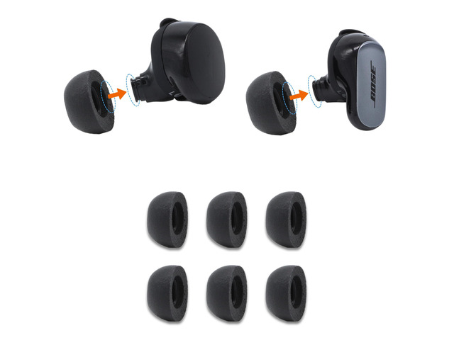 Memory Foam Replacement Ear Tips, Black (S/M/L) (3 Pairs) For Bose QuietComfort, II, Ultra 1 & 2, Ultimate Comfort, Secure Fit, Superior Noise...