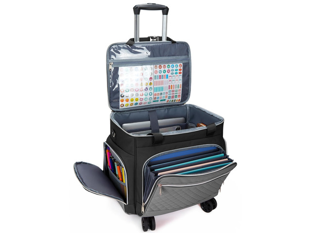 Rolling Teacher Tote Bag with Wheels, Rolling Briefcase for Women, 15.6 Inch Laptop Bag, 5-Wheel Rolling System with Detachable Trolley for Work,...