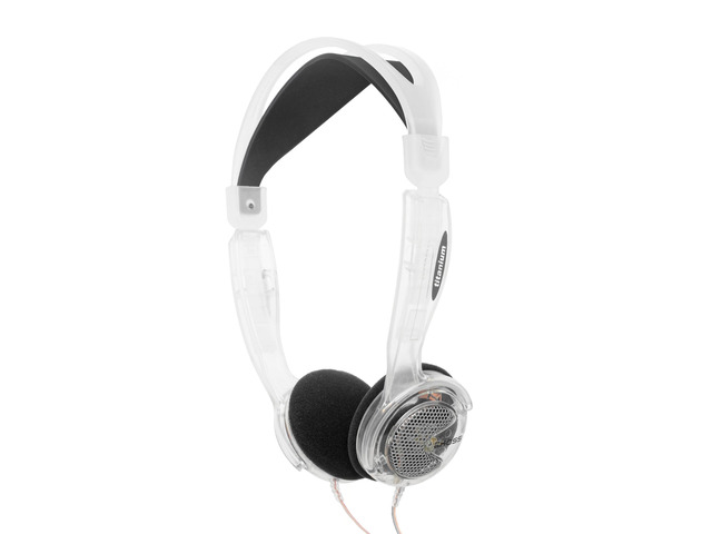 KTXPro1 Titanium 90s Style On-Ear Headphones, Clear, Volume Control Retro Style, Wired 3.5mm Plug, 60 ohm Dynamic Drivers
